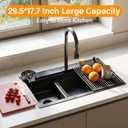 Black Drop In Kitchen Sink 30"x18" Stainless Steel Single Bowl Workstation, 29.5*17.7*10 inch