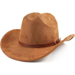Cowboy Hat for Women and Men Wide Brim Western Cowgirl Hat (One Size, Brown)