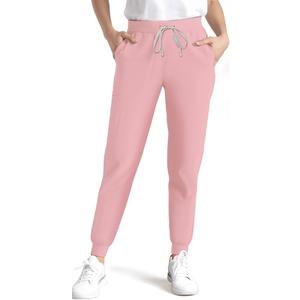 Medical Scrub Pants for Women, Jogger Pants with 6 Pockets, Soft Womens Scrubs Pant Drawstring Mid-Rise Cargo Pants (Pink, L)