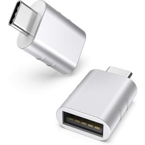Syntech USB C to USB Adapter(2 Pack), USB-C Male to USB 3.0 Female Adapter Compatible with iPhone 17 Pro Max MacBook Pro Air 2024 iPad mini Pro Surface Pro and Other Type C or Thunderbolt 4/3 Devices (Silver)