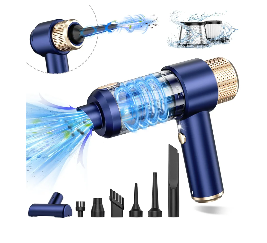 JONYJ Handheld Car Vacuum Cleaner, 16000PA Hand Held Vacuum Portable Cordless, 2 in 1 Air Duster and Vacuum Cleaner with LED Light, Multi-Nozzles, 120W High Power Mini Vacuum for Home, Pet, Office