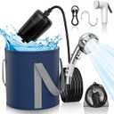 Portable Shower Camping,9000mAh Rechargeable Shower Pump with Digital Display,Adjustable Shower Head and Folding Bucket Outdoor Shower for Camp,Hiking Beach,Travel,Car Washing,Pet Bath,Garden