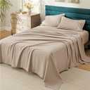 Bedsure 100% Cotton Percale Sheets Standart Size, Sheet Set with Deep Pocket Up to 16 Inches, Breathable & Crirsp Soft, Bedsheet & Pillowcase Sets, 4 Pieces, Taupe
