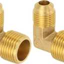 PATIKIL 90 Degree Elbow Brass Pipe Fittings, 6 Pcs 3/8" Male Flare x 1/2" NPT Male Thread Tubing Fitting Adapter Connector Tube Elbow Converter for Pipe Connection