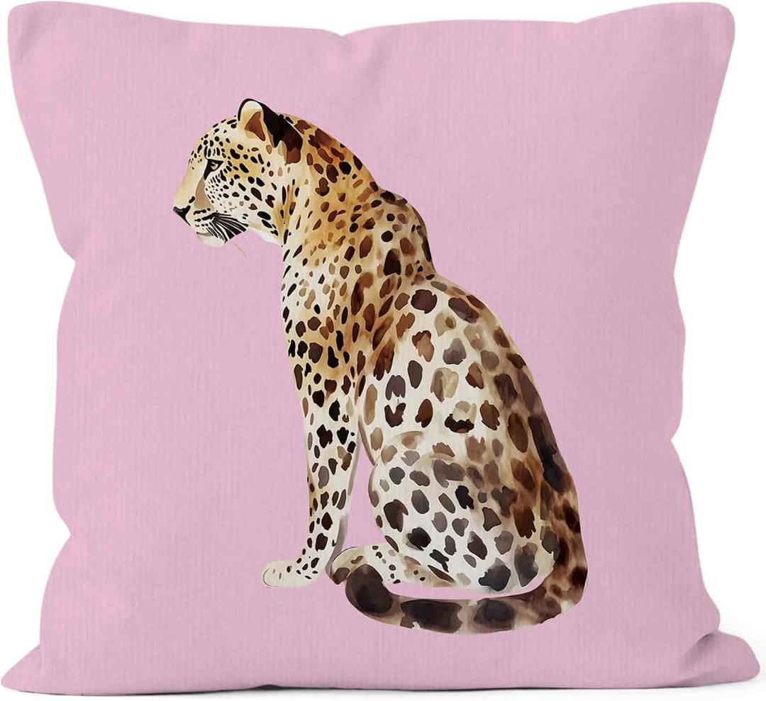 Pink Cheetah Throw Pillow Covers 18x18, Trendy Leopard Preppy Home Decor Pillow Cases for Teen Girls Dorm Room Bedroom Living Room, Retro Decorative Square Pillowcases for Couch Bed Sofa