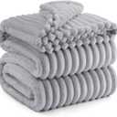 Bedsure King Size Blanket for Bed - GentleSoft Cozy Soft Blankets for Women, Cute Large Fleece Throws for Girls, Light Grey, 108x90 Inches (King (108" x 90"))