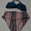 ZAFUL Twist High Waisted Bikini for Women Cross Lace Up Bathing Suit Ruched Bikini Swimsuits Tummy Control Swimwear (Medium, Z-tribal-green)