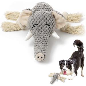 Plush Dog Toy, Squeaky Interactive Puppy Dog Toys with Crinkle Paper, Durable Chew Toys for Small and Medium Dogs with Mouse Shape(Medium, Elephant)