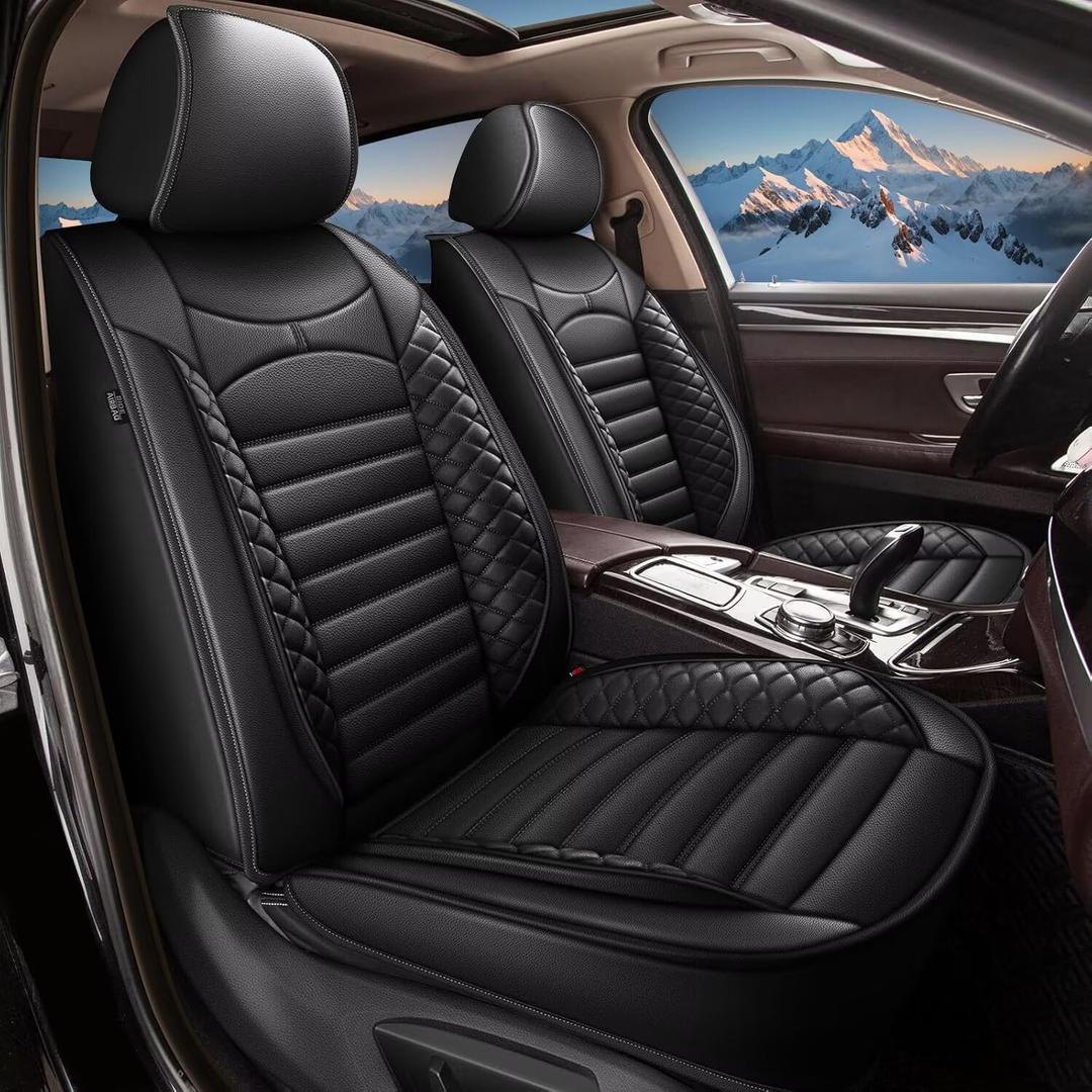 Car Seat Covers Fit for Chevrolet/Chevy Suburban 2009-2024: Full Set 5 Seats Faux Leather Seat Cover Waterproof Seat Protectors Automotive Seat Cushion(Black)-2 Rows 5 Seats