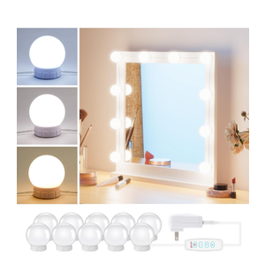 Hollywood Style Led Vanity Mirror Lights Kit - Vanity Lights Have 10 Dimmable Light Bulbs for Makeup Dressing Table and Power Supply Plug in Lighting Fixture Strip, White (No Mirror Included)