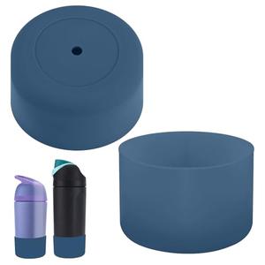 2pcs Silicone Boot for Owala Kids Water Bottle 16oz/14oz, Anti-Slip Water Bottle Cover Sleeve Anti-Dent Bottom Protector Wraps Compatible with Owala Kids Stainless Steel Bottle Accessories(Blue)