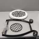 LIFFY Outdoor Side Table,12" Round Ceramic Tabletop Accent Table with Metal Frame, Indoor Small Decorative Plant Stand & End Table for Home, Patio, Garden (White & Black)