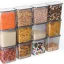 T&D HOME GOODS Storage Jars with Lid, Airtight, Set of 12 Storage Containers, BPA-Free, Storage Container for Cereal, Flour, Kitchen, Practical Organiser Kitchen, (12, Rectangular)