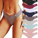 FINETOO 10 Pack Thongs for Women Cotton Underwear Breathable Stretch Low Rise Hipster Panties Sexy, S