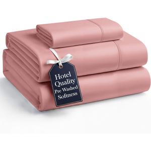Casa Platino Bedding Sheets & Pillowcases, Pre-Washed Ultra Soft & Breathable Bed Sheets Twin, Brushed Microfiber Sheet Set, Fade Resistant Twin Size Sheets Set with Deep Pockets - Rose Dawn
