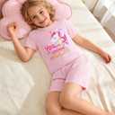 Mikrdoo Girls Pajamas Set 2-Piece Short Sleeve Summer Toddler PJs Sleepwear Sizes 2-7 Years (Pink)