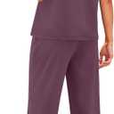 WIHOLL Beach Vacation Clothes for Women 2 Piece Travel Airport Outfits Fashion 2026 Comfy Summer Matching Sets Women Clothing Tropical Wide Leg Pants Lounge Sets Pjs Dark Purple L