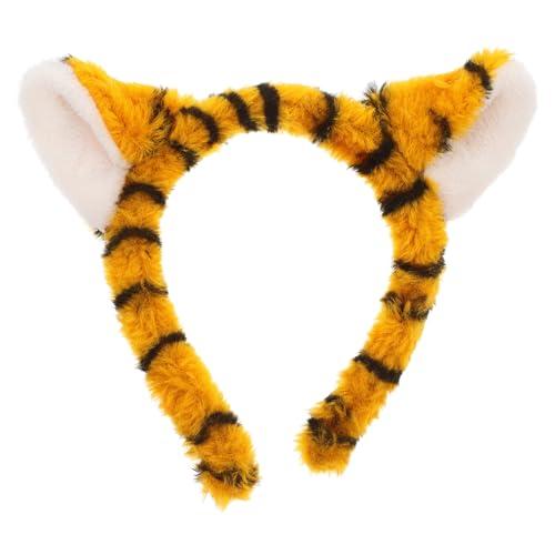 Lurrose Tiger Headband Plush Ear Hair Hoop Cute Zoo Animals Party Costume for Halloween Birthday Party Cosplay Photo Prop