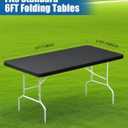 6FT Picnic Black Spandex Table Cloth - 2 Pack Fitted Rectangle Tablecloth for Folding Tables, Washable Table Cover for Outdoor, Camping, Picnic, Banquet and Party (30" x 72")
