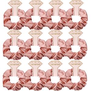 8pcs Satin Bridesmaid Proposal Gifts Hair Ties Hair Scrunchies Bachelorette Party Favors Satin Bridesmaid Gift for Wedding Parties (12pack rose)