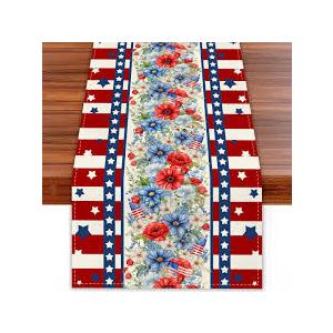 America Stars Stripes Patriotic Table Runner 72 Inches 4th of July Memorial Day Veterans Day Decorations and Supplies for Home Kitchen Dining Room Table Decor