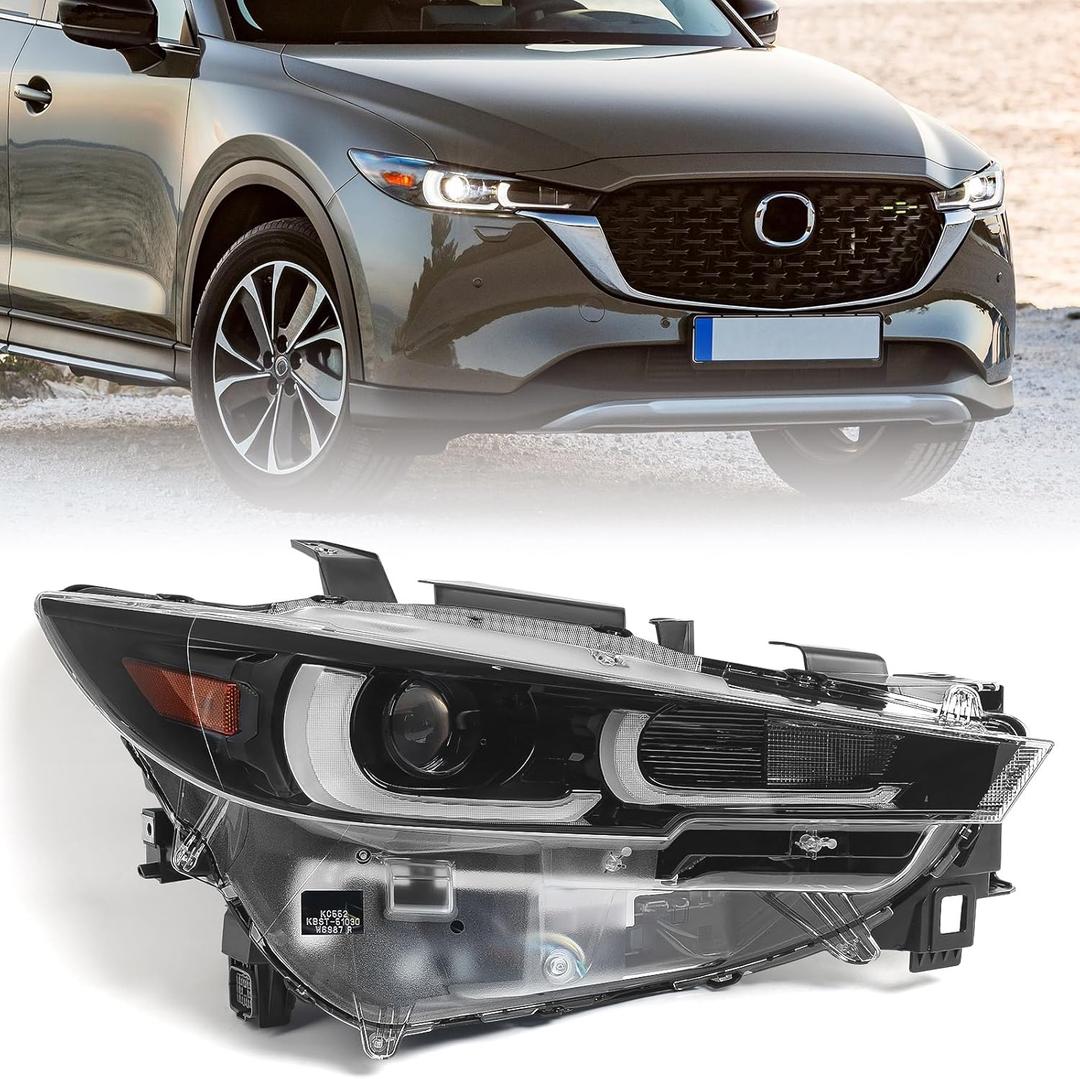 Huray Headlight Assembly for Mazda CX-5 CX5 2022 2023 2024 Full LED DRL RH Front Projector Headlamp OE Factory Replacement for KPF351031 Right Passenger Side