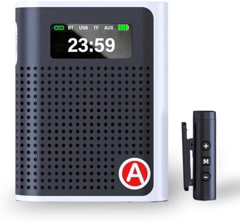 Voice Amplifier for Teachers Wireless Microphone Zero Whistling Low Latency Portable PA System with LED Display Screen Mini Clip on Mic Speaker for Teachers Classroom Yoga Tour Guide Meeting Coach