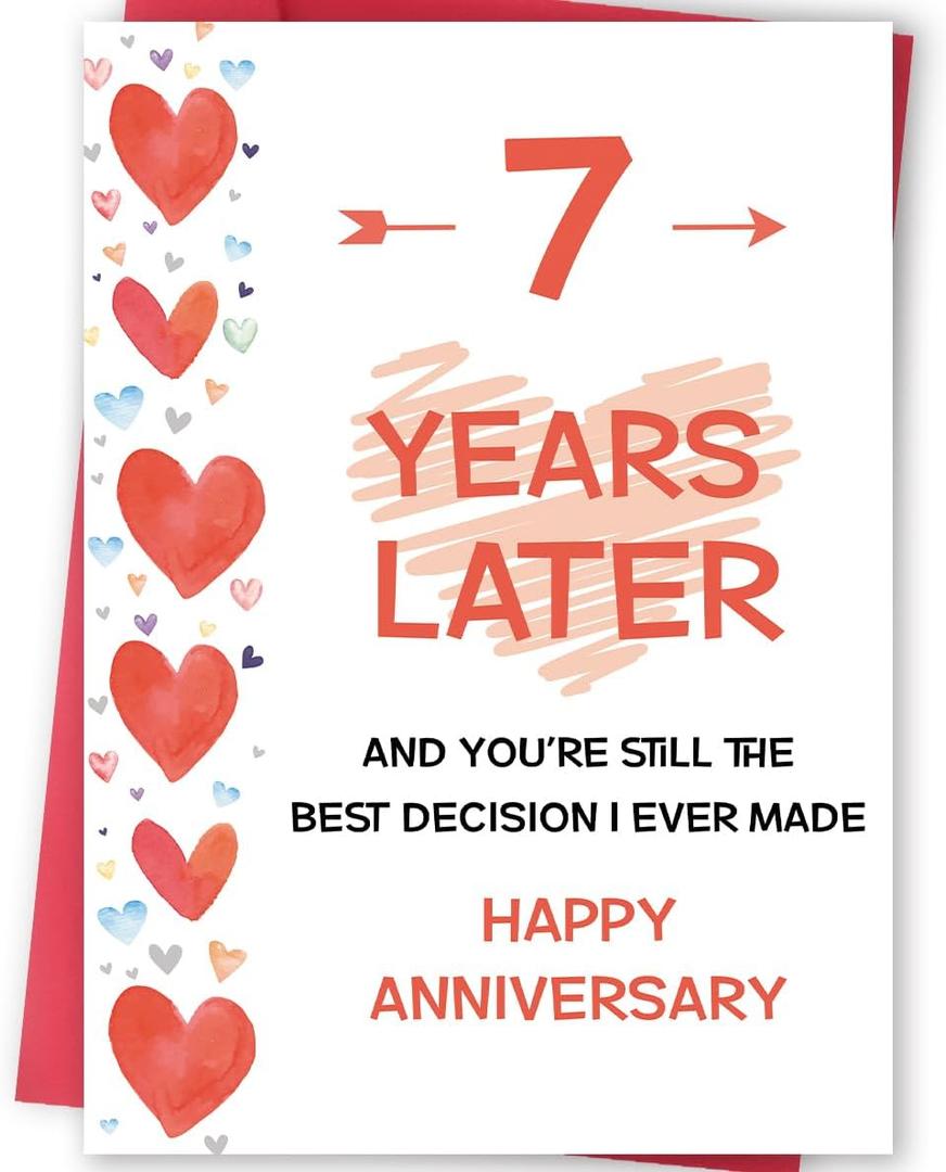 FANCYLUCKY Romantic 7 Years Anniversary Card for Him Her, Copper Anniversary Card Gifts for Husband Wife, 7th Wedding Cards for Couple