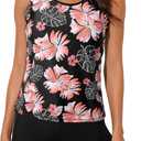 Aleumdr Womens Athletic 3 Piece Tankini Swimsuits with Shorts Swim Tank Tops with Sports Bra and Boyshorts Bathing Suits (Small, Pink Printed)