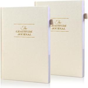 Utron 2 PCS Gratitude Journal, 5.5"x8.2" Journal with Prompts, Affirmation Journal with Pencil Socket, Undated Daily Gratitude Journal, Journal Personal