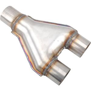Y Pipe 2 Inch ID Single to 2 Inch ID Dual Exhaust Adapter Connector, T409 Stainless Steel, Overall Length: Approx. 10", Universal
