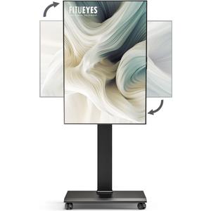 FITUEYES Rolling TV Stand - Portable Mobile TV Cart on Wheels for 32 to 65 70 75 Inch TVs, Landscape to Portrait Rotating and 40° Swivel, Height Adjustable TV Cart Rolling TV Stand Hold Up to 88 Lbs (Black)