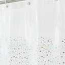 Riyidecor PEVA Thin Clear Shower Curtain LinerWeighted MagnetPlastic Holographic Glitter Star Premium Lighweight Water Repellent Rust Proof Grommet for Bathroom Waterproof 12 Pack Hooks 72Wx72H Inch (01magnet)