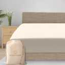 Good Sleep Bedding California King Fitted Sheets Only, 800 TC Cal King Sheets Deep Pocket Fitted, 100% Egyptian Cotton Single Fitted Sheet, Soft 16" Deep Pocket Fitted Sheet, Light Grey Fitted Sheet (California King, Ivory)