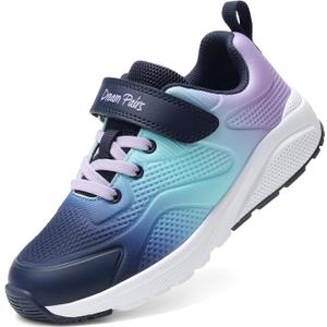 DREAM PAIRS Girls Running Shoes Kids Sneakers Tennis ColorBurst Lightweight Casual Walking Shoes (Blue), Size 1