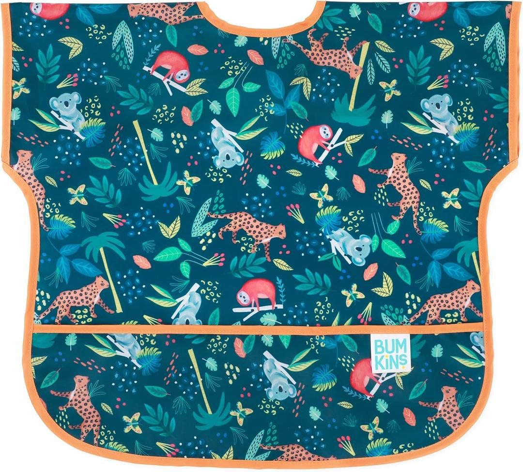 Bumkins Bibs - Toddler Bibs, Waterproof, Large for 1-3 Years, Short Sleeve (C5 Jungle)