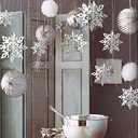 CNUSER Winter Wonderland Snowflakes Party Decorations 3D Card Hanging Paper Centerpieces for Christmastree/New Year/Baby Shower/Wedding Party (Mirror Silver)