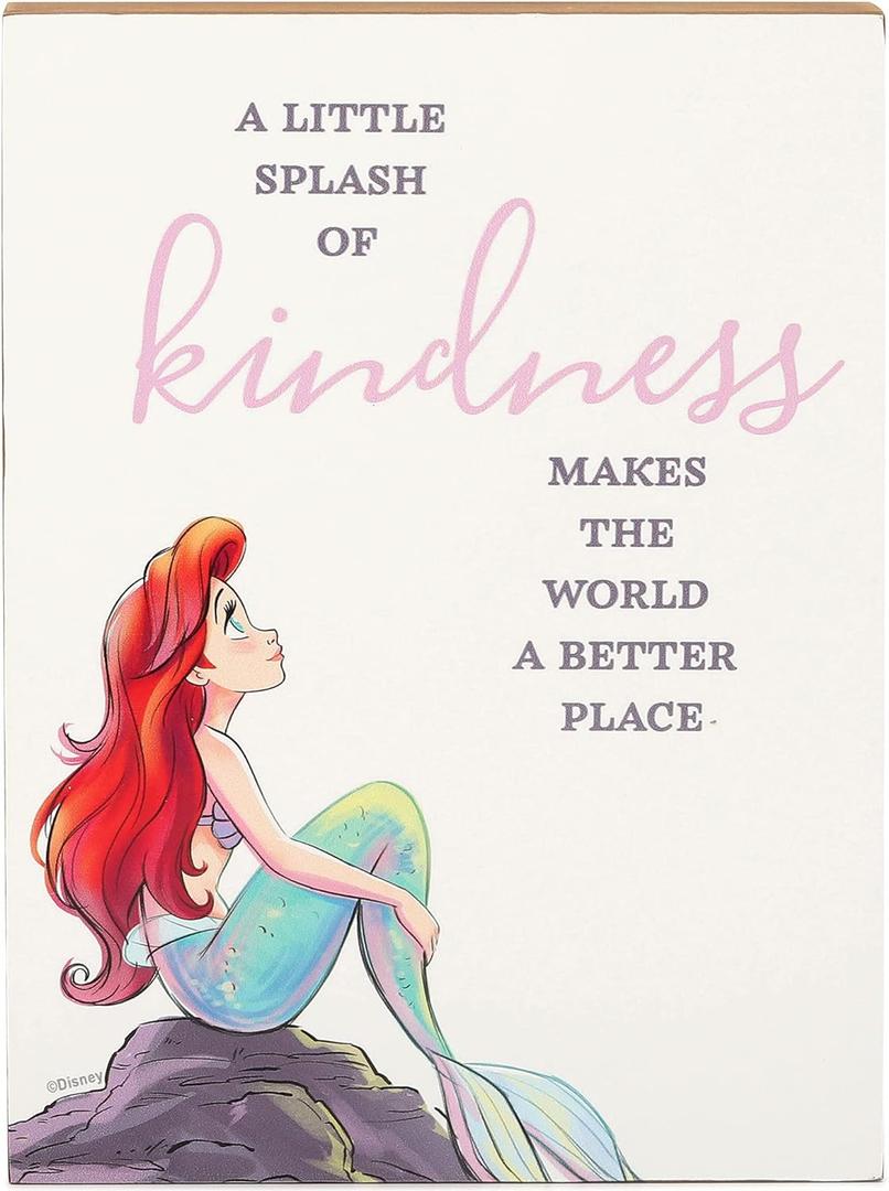 Disney Princess The Little Mermaid Ariel Wood Block Decor - A Little Splash of Kindness Makes The World a Better Place (Red) Disney Princess The Little Mermaid Ariel Wood Block Decor - A Little Splash of Kindness Makes The World a Better Place (Red)