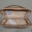 EACHY Travel Makeup Bag, Large Capacity Cosmetic Bags for Women, Waterproof Portable Pouch Open Flat Toiletry Bag Pattern Makeup Bag (F-Brown) (Medium)