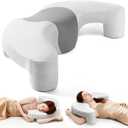 Side Sleeper Pillow with Arm Channel for Shoulder, Neck & Rotator Cuff Pain Relief, Memory Foam Cervical Neck Pillow Also Comfortable for Back Sleepers (White & Gray)