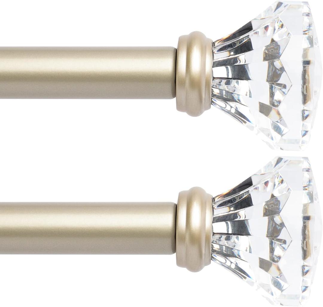 Curtain Rods Diamond End Cap 28 to 48 Inch, 1 Inch Pole Color Black (Nickel, 48 to 84 Inch)