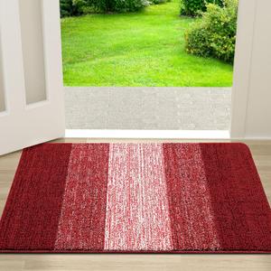 Kitinjoy Indoor Outdoor Door Mat, 30x17 Non-Slip Absorbent Dirt Trapper, Low-Profile Washable Inside Entrance Front Floor Mat, Sturdy Soft Entry Doormats for Entryway, Burgundy