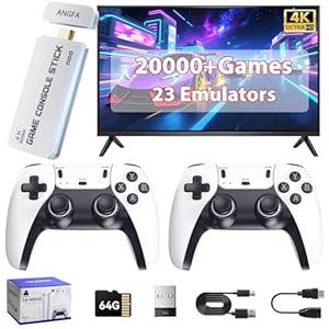 Wireless Retro Game Console, 2025 New Plug & Play Retro Gaming Console with 4K Output & Dual 2.4G Controllers, Nostalgic Game Console Stick