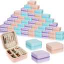 Batiyeer 50 Pcs Small Jewelry Travel Case Bulk Mini Jewelry Organizer Wedding Bridesmaid Proposal Return Mothers Day Present(Pink Purple Blue)
