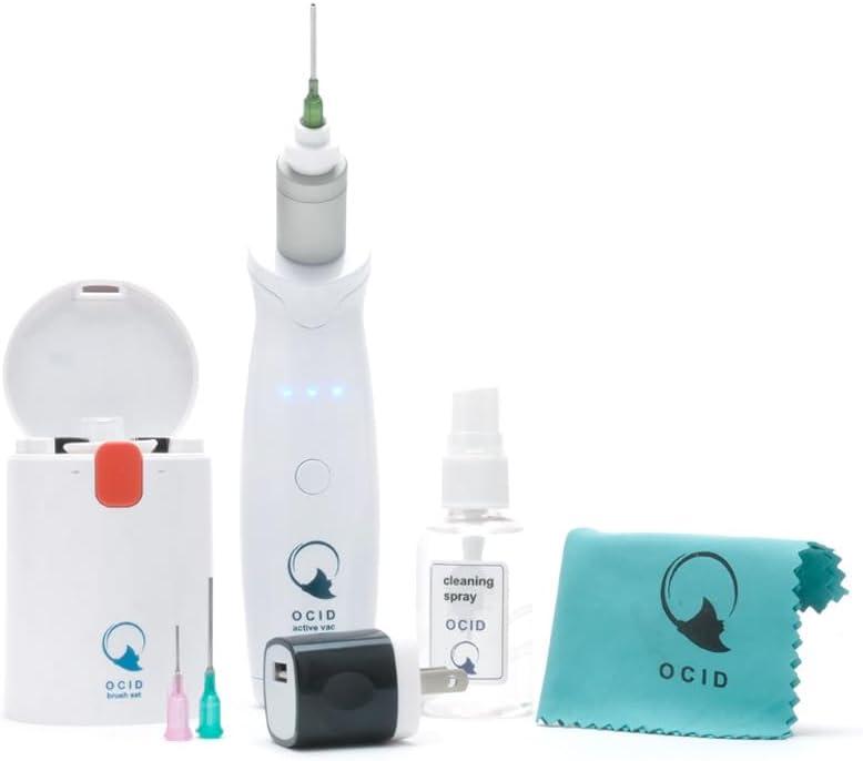 OCID Hearing Aid Cleaning Kit  All-in-One Vacuum Cleaner for Hearing Aids, Earbuds, in-Ear Monitors, Cameras, Phones, and Keyboards. 20-in-1 Brush Set, Cleaning Spray & Fiber Cloth Included