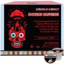 Double Donut Coffee High Caffeine Coffee Pods, Extra Strong Double Caffeine Coffee Cups for Keurig K Cup Brewer Machines Single Serve Dark Roast Coffee, 80 Count (EXP 08/18/26)