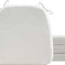 AAAAAcessories D-Shaped Chair Cushions, 2" Thick Dining Chair Pads with Ties and Removable, Machine-Washable Cover, 17" x 16", Set of 4, Natural Linen