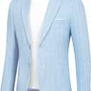 Men's Casual Suit Blazer Slim Fit Sport Jackets for Men Two Button Business Wedding Party Banquet (Medium, Light Blue)