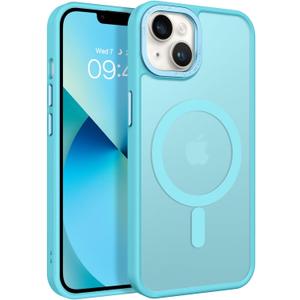 BENTOBEN Magnetic for iPhone 13 Case & iPhone 14 Case [Compatible with Magsafe] Translucent Matte Phone Case iPhone 13/14 Slim Shockproof Women Men Protective Cover for iPhone 13/14 6.1", Lake Blue