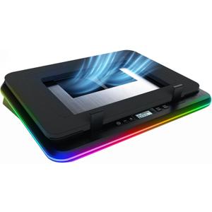 KLIM Turbofrost - Gaming Laptop Cooling Pad - 4 Powerful Turbo Fans - 4 x 4000 RPM, Laptop Cooler 2 Power Modes USB-C/DC, Dynamic RGB, 4-Ports USB, Sealed Foam for Fast Cooling for Laptops up to 17in